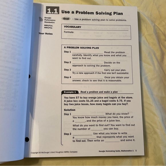 Mathematics 1 Georgia Notetaking Guide Transparencies McDougal Littell Book - Picture 9 of 16